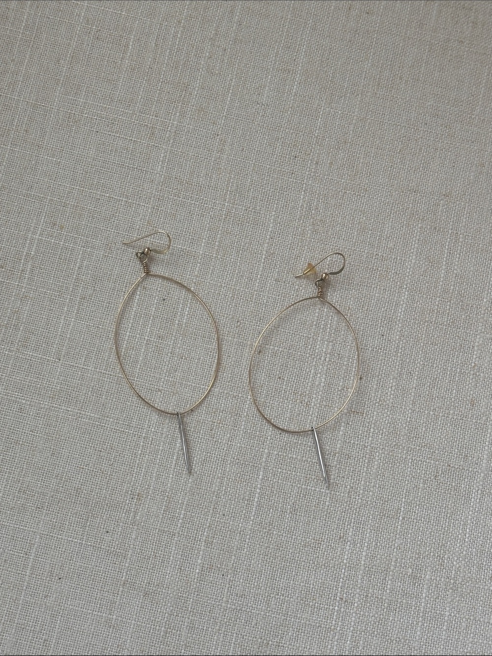 Minimalist Gold Hoop Drop Earrings with Silver Spike